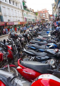 Rows of parked bikes