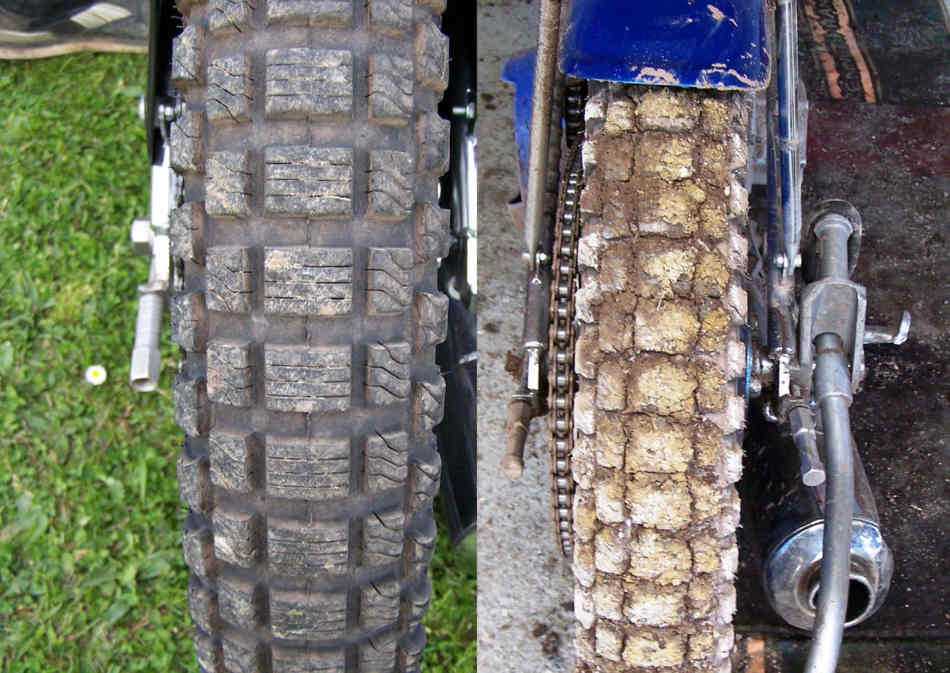 Bikes' rear tyre close ups