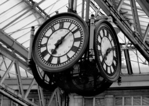 A clock in a London station